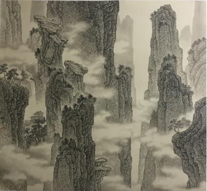 方略奇《云山系列》纸本水墨 93x100cm 2015