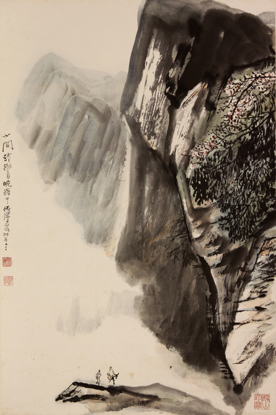 何海霞 山水 68x45.5cm 纸本立轴 原始装裱