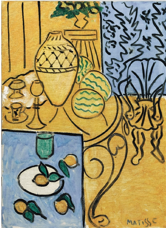 马蒂斯 黄与蓝的室内 布面油画 1946年