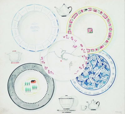 《圭元图案集》之瓷器图案设计稿二1940年  雷圭元