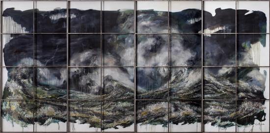 背景系列-海鸥你飞 240x120cmx4 布面油画&综合材料 2016