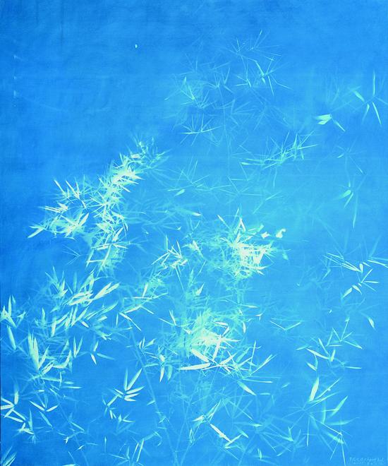 张大力-竹子,Bamboo(4).亚麻布蓝晒Cyanotype on canvas 200X165cm.2015.9.23