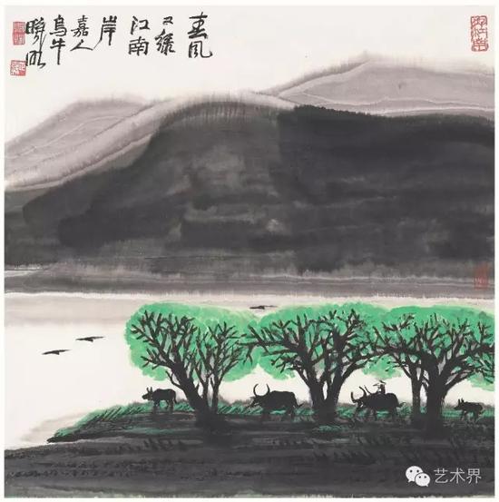 春风又绿江南岸--（山水）69X69cm