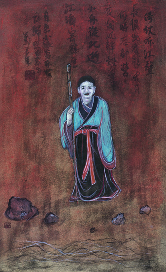 夜饮东坡自题小像 2012 纸本彩墨 45x27.5cm