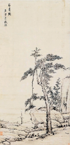 弘仁 节寿图轴 102.2×51.5cm 1660年