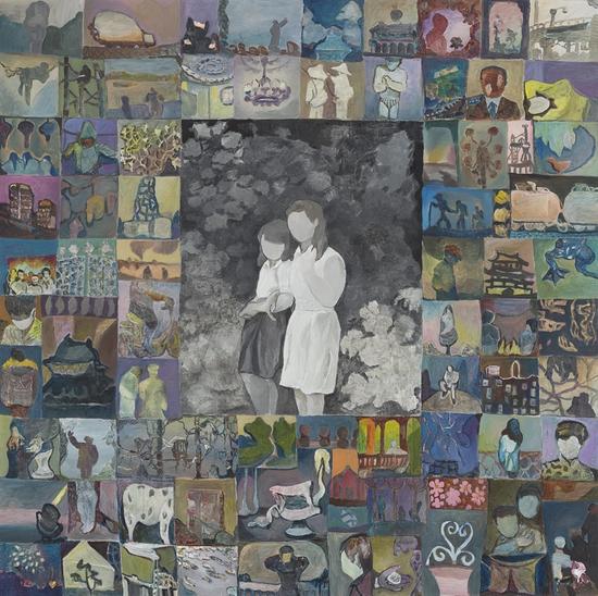 王顷 游园 2015-2016 布面油画 200×200cm