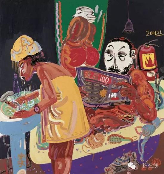 申玲 《男人·女人》布面油画