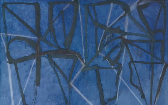 　　布莱斯 马顿（Brice Marden），《蓝色地平线》，1986-87。图片：Photo courtesy of Christie's © 2015 Brice Marden Artists Rights Society (ARS), New York