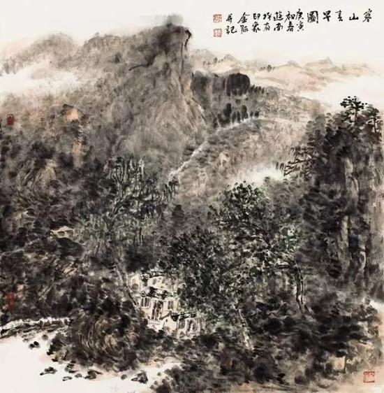 寒山春早图68cm x 68cm