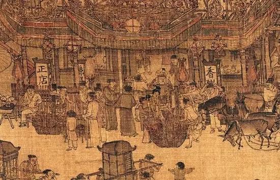 《清明上河图》上“孙羊正店”门口的鲜花摊