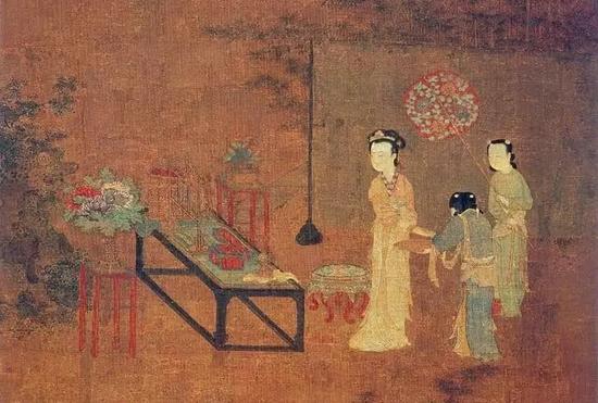 《盥手观花图》