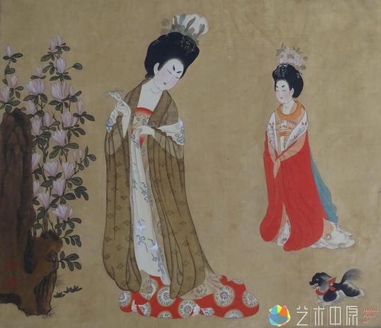 临簪花仕女图 绢本 170-49