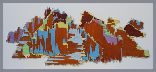 王礼军 《天清》旧家具木板、粉笔、亚克力、油漆 135×60×9cm.2016