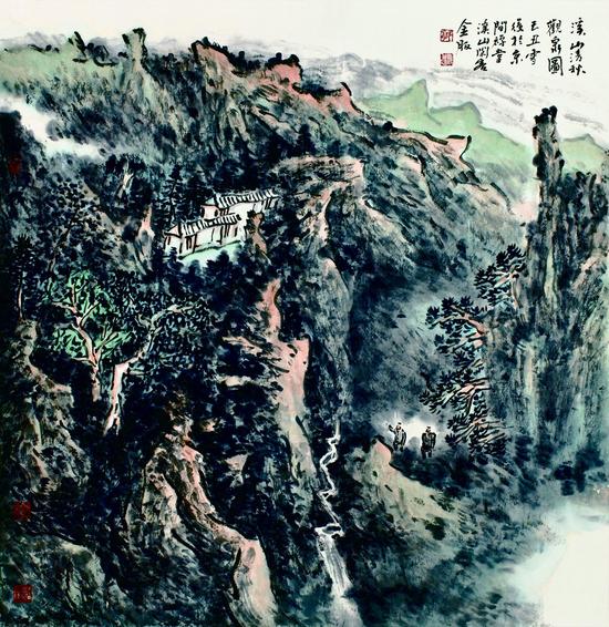 溪山清秋观泉图 68cm x 68cm