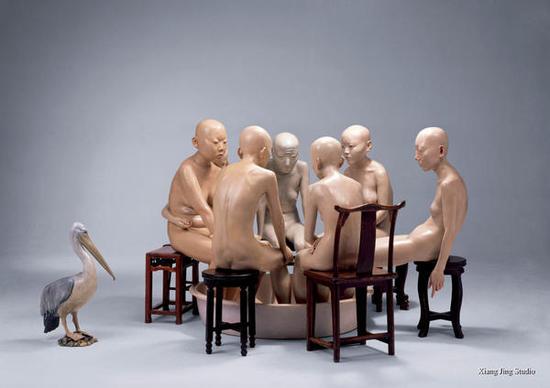 一百个人演奏你？还是一个人？，玻璃钢着色，140×240×240CM，2007