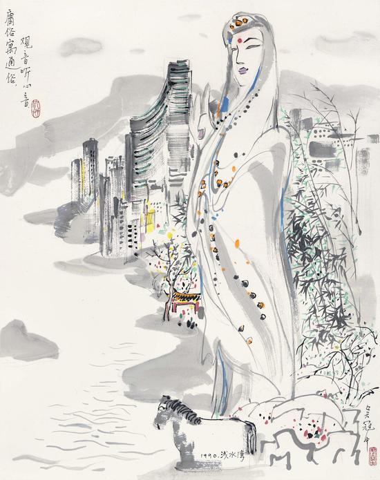 吴冠中( 1919 – 2010)
《观音听心音》