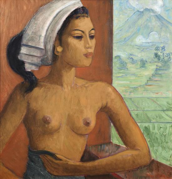 西奥 · 迈尔( Theo Meier;1908 – 1982)
《艺术家之妻玛德·佩尔吉肖像及阿贡火山》