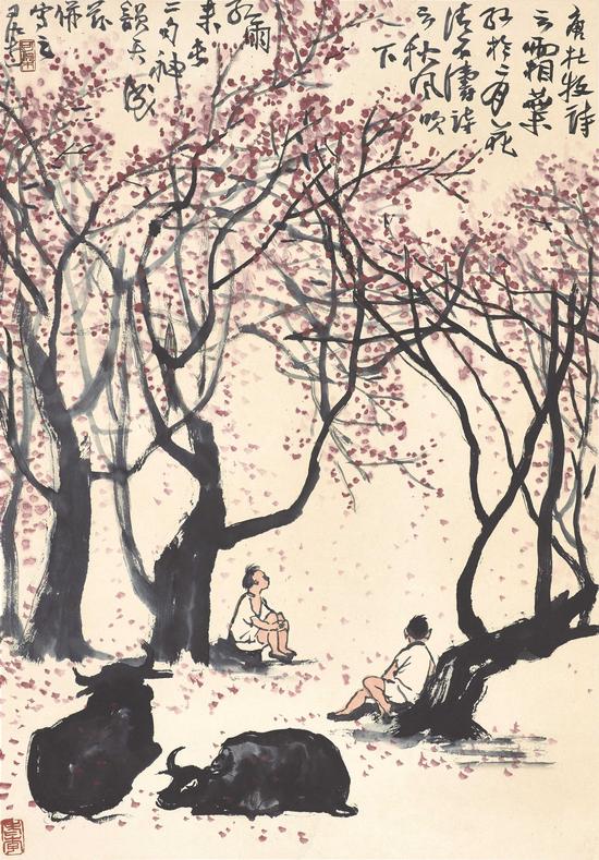 李可染( 1907 – 1989)
《秋风吹下红雨来》