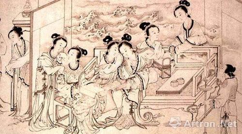 丁观鹏临仇英《乞巧图卷》