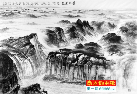  许钦松巨幅中国画《长江揽胜》，这幅作品将永久陈列在国家博物馆