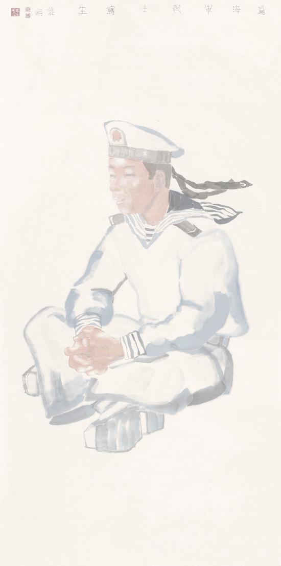 为海军战士写生 136cm×68cm 田黎明