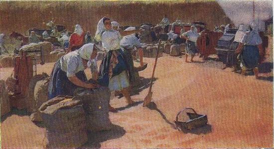 俄罗斯女画家雅勃隆斯卡娅油画《粮食》