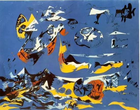 ▲杰克逊·波洛克 Blue （Moby Dick）  油画  1943年