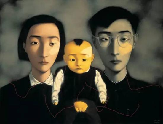 ▲ 张晓刚 《血缘:大家庭2号》 1995年
