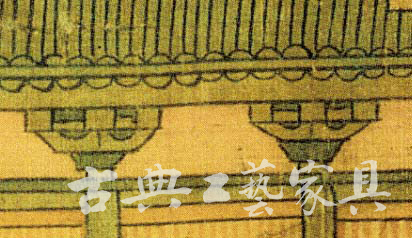 图10 宋佚名《景德四景》中的斗栱、瓦当
