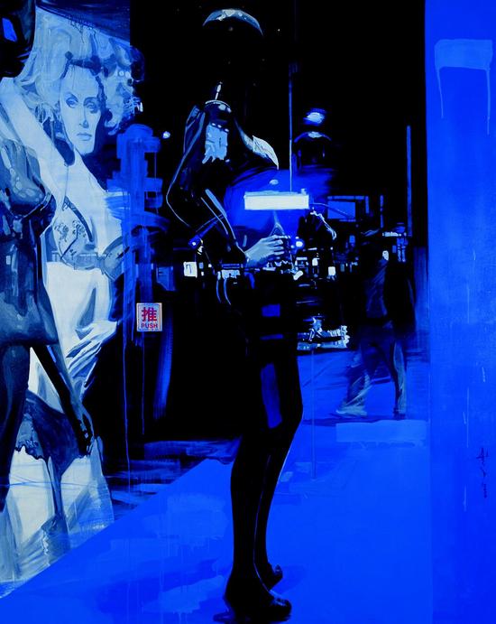 “蓝调”2008 200x160cm布面油画