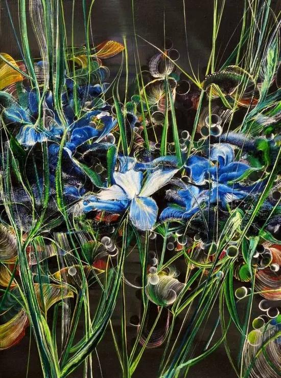 彭麒《鸢尾花》 Irises 2015 Oil on canvas 60 x 80cm