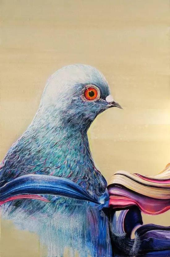 Pigeon 2016 Oil on canvas 60 x 90cm by Peng Qi鸽子 2016年 布面油画 60 x 90cm 彭麒