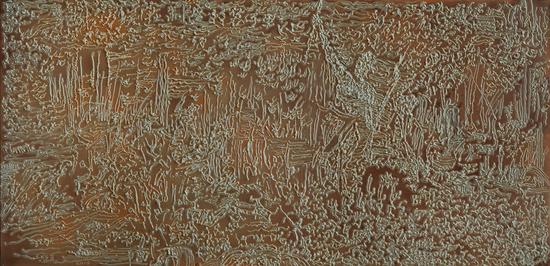 王昭旻《女神的创造1》瓷板画 ，86×176cm ，2014年