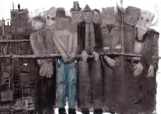 农少华《瞬间的惊恐之十一》布面油画，114×146cm ，2014年