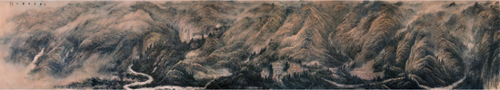 《印象贺兰山》（亚麻布）  175cm×1000cm