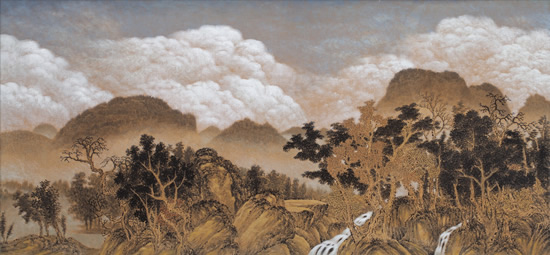 东方的山和西方的山 布面丙烯 100x215cm 2005