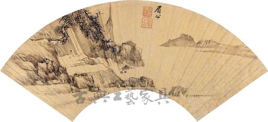 陈继儒《松下观瀑》扇面