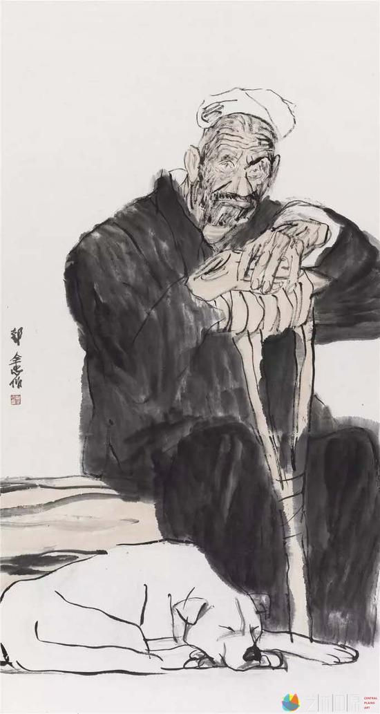 老红军,纸本水墨,179×97cm,2015年