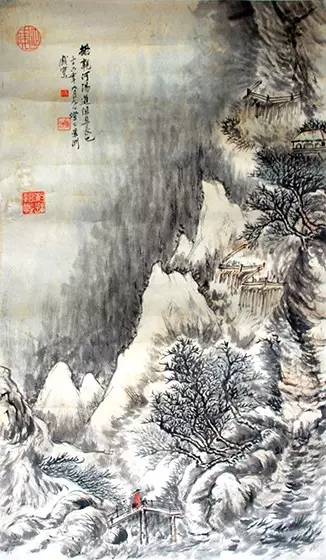 吴瀛画作《雪山行旅图》