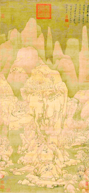 黄公望《九峰雪霁图》轴，117×55.5cm，纸本墨笔，故宫博物院藏