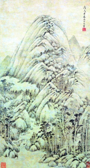 王时敏《山水》轴，90×48.6cm，纸本墨笔，故宫博物院藏