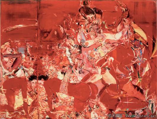 图4塞西莉·布朗《睡衣游戏》布面油画，193x249cm，1998年