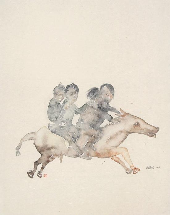 班学俭《盛女系列》纸本水墨，84.5×67cm，2016年