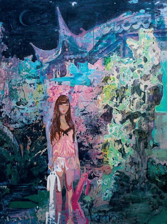 邓翰墨《星月夜》布面油画，240×160cm，2014年