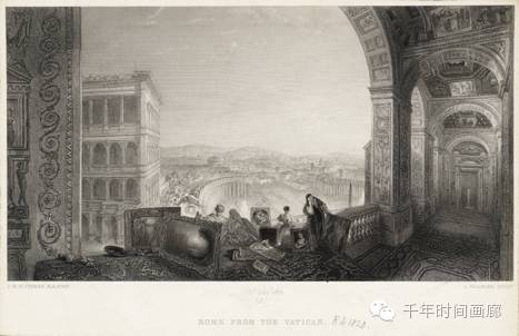 ▲Rome from the Vatican,A Willmore 从梵蒂冈看罗马
1859-1861年 泰特现代博物馆收藏 藏号:T06324