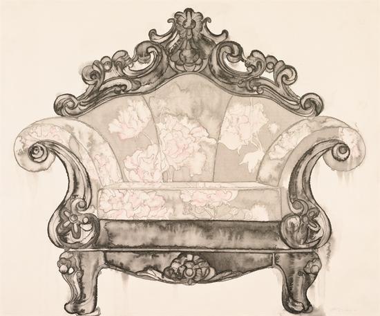 李婷婷 沙发 纸本水墨 97x91cm 2012