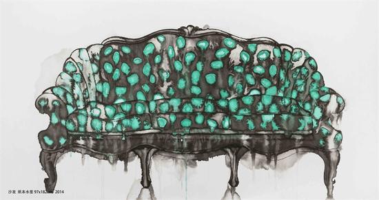  李婷婷 沙发 97x182cm 纸本水墨2014