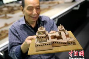 图为王泰来展示自己的作品。　张远 摄