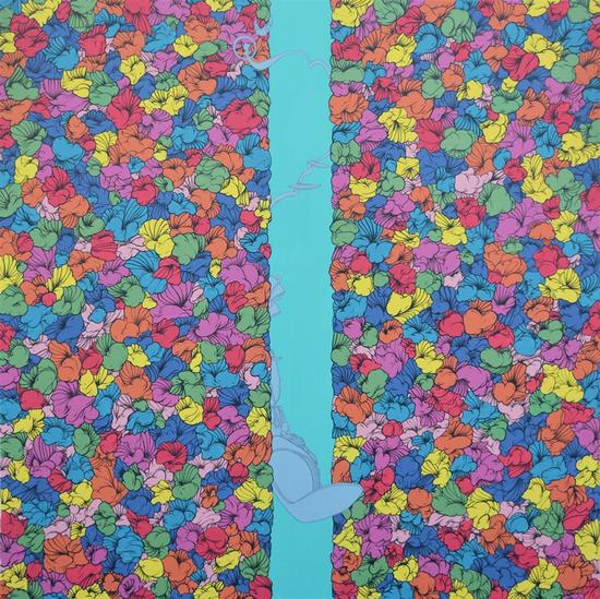 亢世新-《千丈水》-100×100cm-布面丙烯-2016