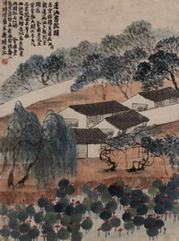 齐白石 莲池书院

　　镜心 设色纸本

　　1933 年作

　　65×48cm